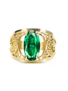 14 Karat Gelbgold Smaragd Ring Vintage Handwerk vrc057y